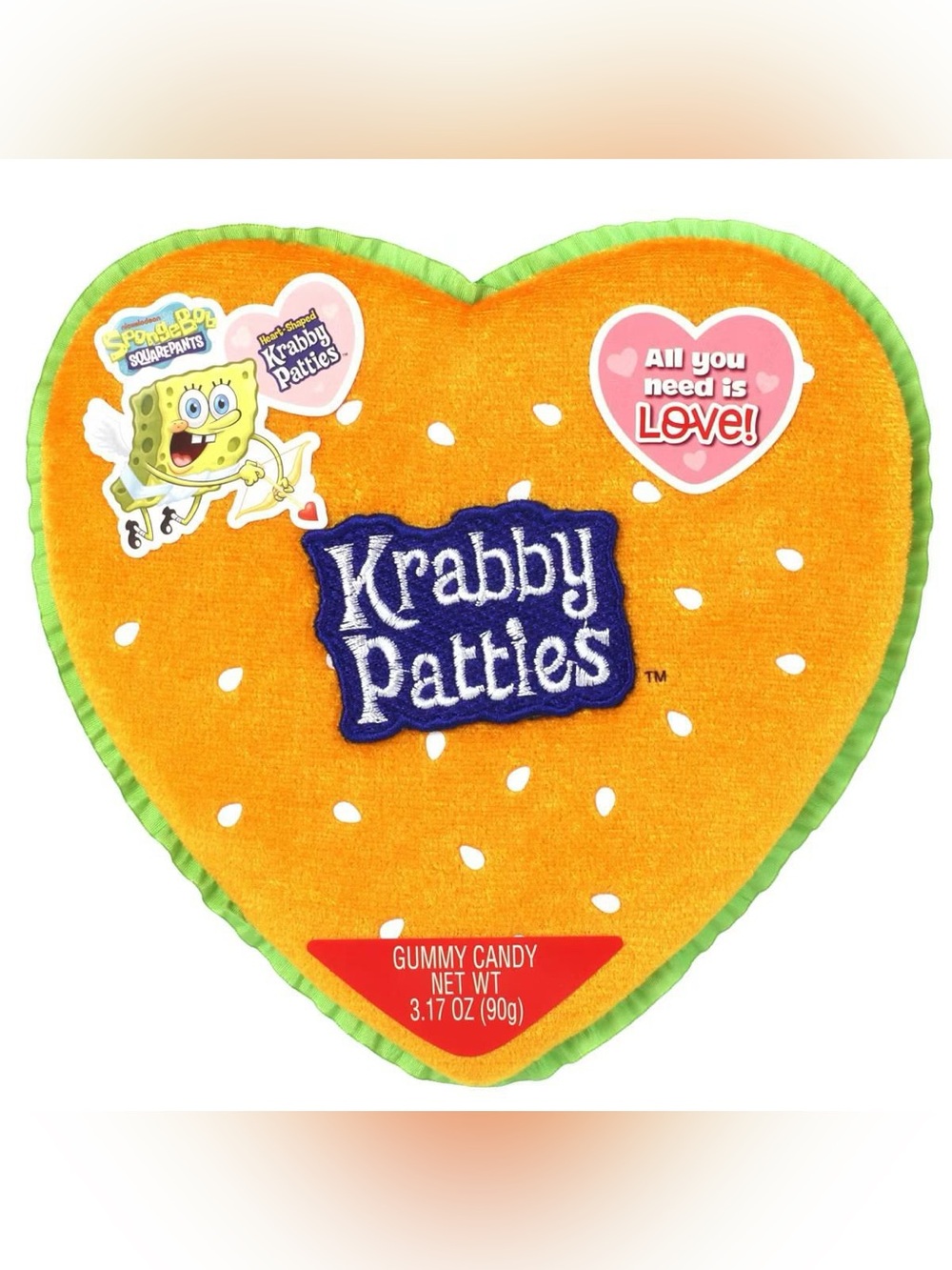 Frankford Krabby Patty Plush Heart SpongeBob Valentine’s Day Gummy Candy Gift